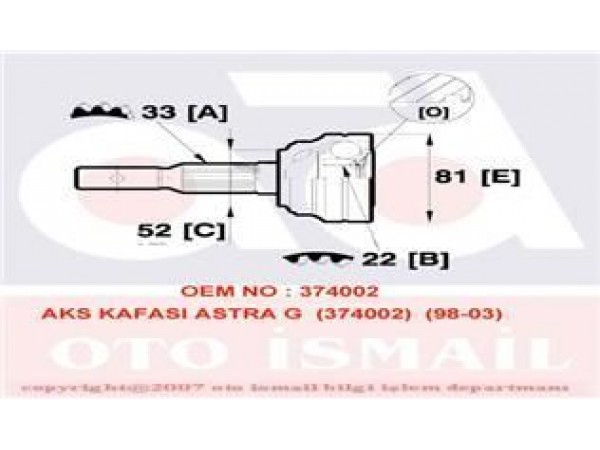 GKN GLANZER 303358 AKS KAFASI DIS ASTRA G 98-