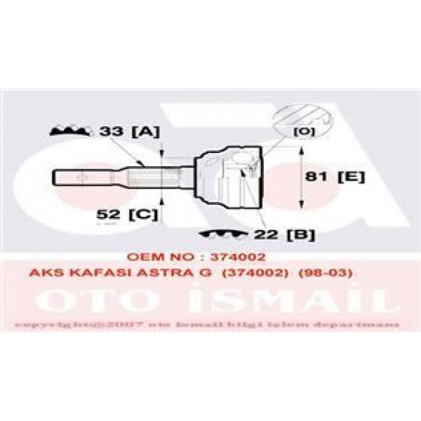 GKN GLANZER 303358 AKS KAFASI DIS ASTRA G 98-