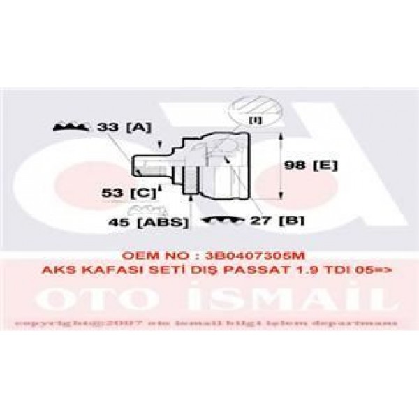 GKN GLANZER 303409 AKS KAFASI DIS PASSAT 1.9 TDI AJM AVB