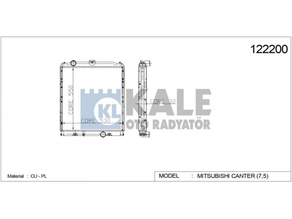 KALE OTO RADYATÖR 122200 RADYATÖR BAKIR CANTER 635 659 2 SIRA 551×530×32 MC127008