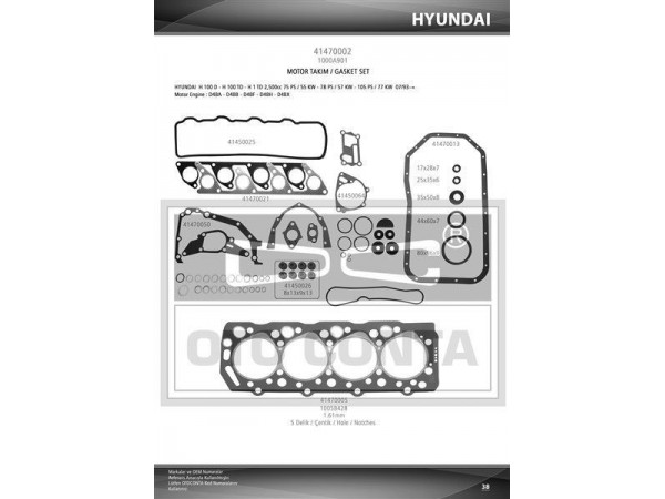 MOTOR TAKIM CONTA H100 TD / L200 L300 TD 4DBA 4DBF 4D56TD TAM KEÇELI