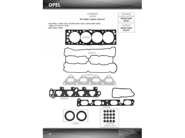 OTO CONTA 42448503 MOTOR TAKIM CONTA ÜST ASTRA F G VECTRA B CORSA B ZAFIRA 95-