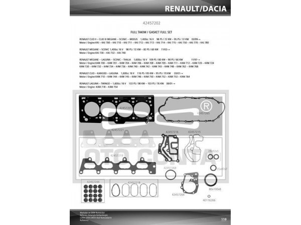 OTO CONTA 42457202 MOTOR TAKIM CONTA FULL CLIO II III MEGANE I II MEGANE III 04-