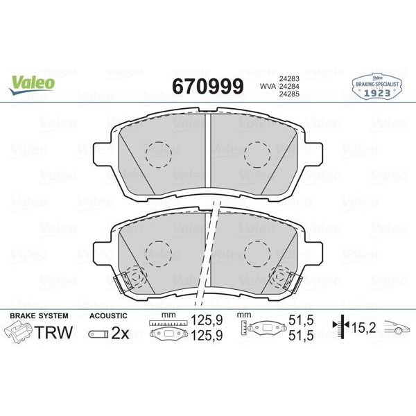 ÖN BALATA FIESTA VI 1.4-1.4TDCİ 1.6 TDCI 08=-;SWIFT 10=-; JUSTY 07=-; MAZDA II 07=-; SIRION 08=-;