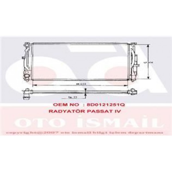 SU RADYATÖRÜ PASSAT B5 97-; 1.6I 1.8I 1.8T 1.9 TDI 2.0I MT AC / A4 96-; 1.6I 1.8I 1.8T 1.9 TDI MT A6 96-; / SUPERB I 01-; 1.9 TDI 1.8