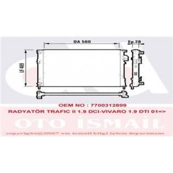 SU RADYATÖRÜ TRAFIC 01-; 1.9 DCI NAC / VIVARO A 01-; 1.9 DTI NAC / PRIMASTAR 02-;