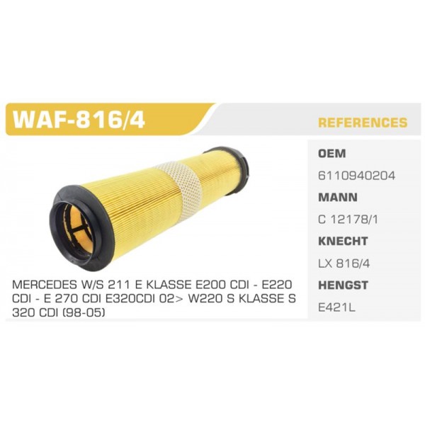 WINKEL WAF-816-4 HAVA FİLTRESİ MERCEDES E SERİ 02-