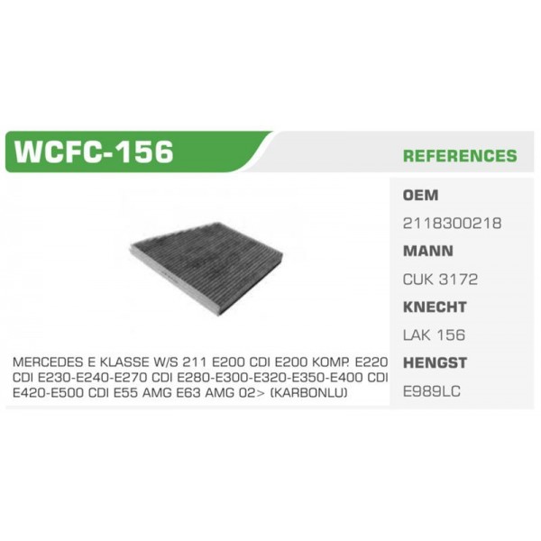 WINKEL WCFC-156 POLEN FILTRESI MERCEDES W211 W219 02-