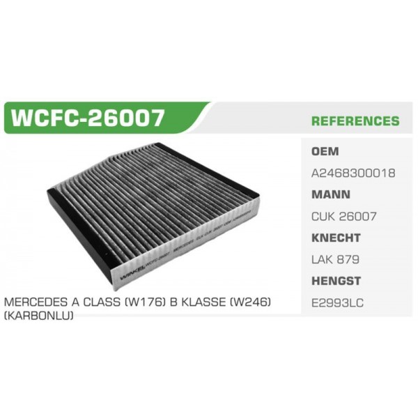 WINKEL WCFC-26007 POLEN FILTRESI MERCEDES W176 W246 W117 12-