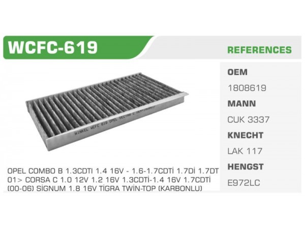 WINKEL WCFC-619 POLEN FİLTRESİ VECTRA C CORSA C 00-