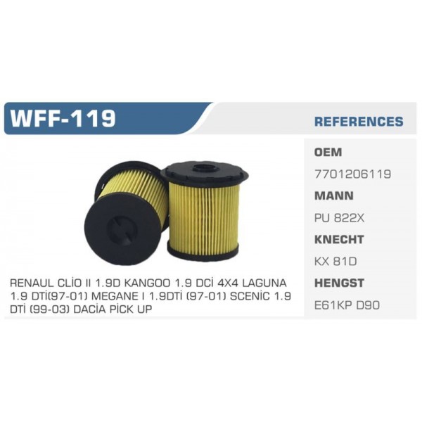 WINKEL WFF-119 MAZOT FİLTRESİ KANGOO 98-