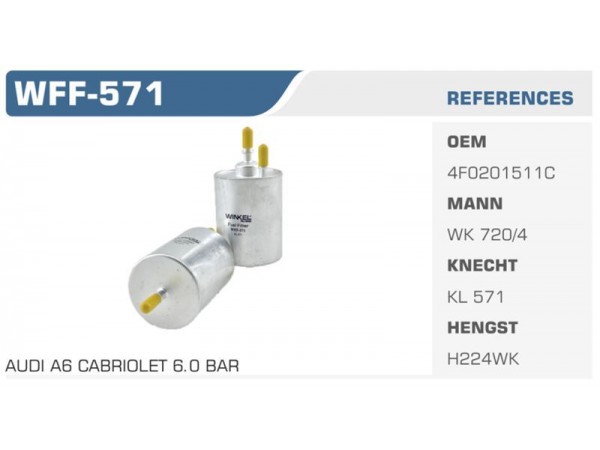 WINKEL WFF-571 MAZOT FİLTRESİ A4 A6 A8 2.0 FSI 3.0 TFSI Koli: 50 Ad.