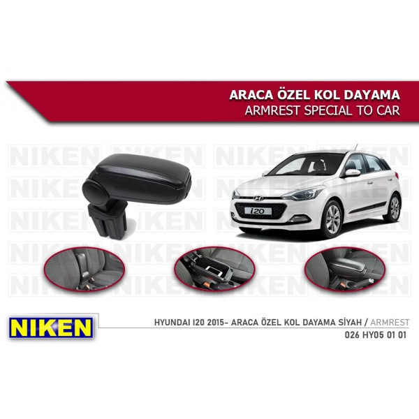  HYUNDAI I20 2015 - ARACA ÖZEL KOL DAYAMA SİYAH Araca Özel Kolçak