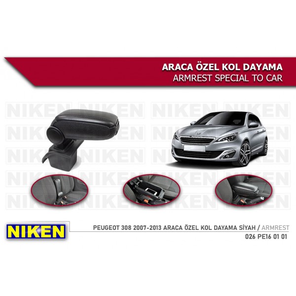  PEUGEOT 308 2007-2013 - ARACA ÖZEL KOL DAYAMA-KOLÇAK SİYAH