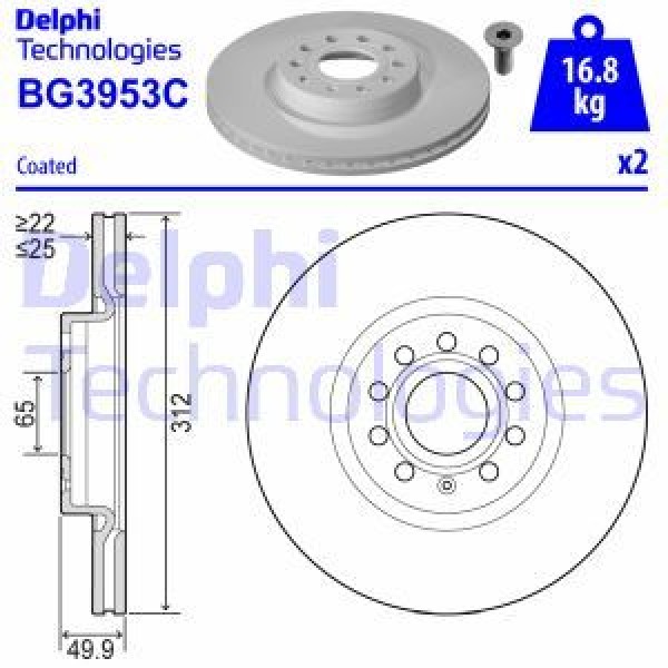 FREN DISKI TK ON BOYALI AUDI A3 TT SEAT ALHAMBRA LEON SKODA OCTAVIA SUPERB YETI VW CADDY EOS GOLF JETTA PASSAT PASSAT CC SCIROCCO SHARAN TIGUAN TOURAN 08/02-;